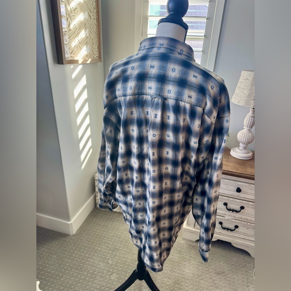 Moose Creek Blue Plaid Western Flannel Shirt XXL 100% Cotton - Picture 4 of 8